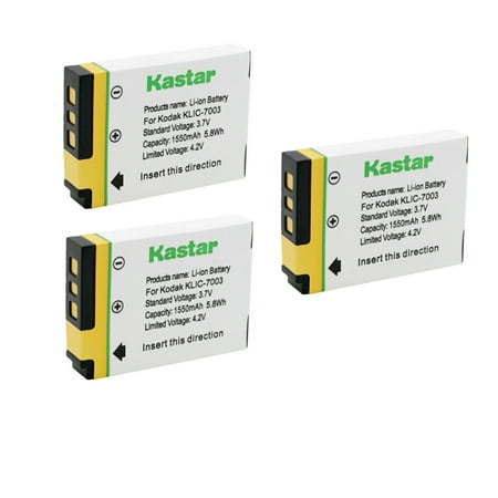 Kastar K7003 Battery 3-Pack Replacement for Kodak KLIC-7003 Battery GE GB-40 GB40 Battery GE A830 E1030 E1035 E1040 E1050 E1050TW E1055 E1235 E1240 E1250TW E850 E850SL H855 Camera