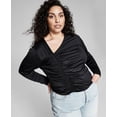 thumbnail image 4 of And Now This Women's Asymmetrical Ruched Top Black Size 0X, 4 of 5