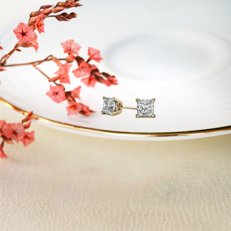 Round Moissanite Studs | Sterling Silver | Daily Wear Studs for Women