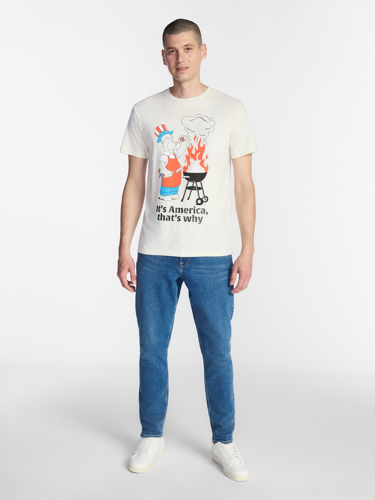 The Simpsons Men's and Big Men's Americana Home of the Free Graphic Tee, Sizes XS-5XL