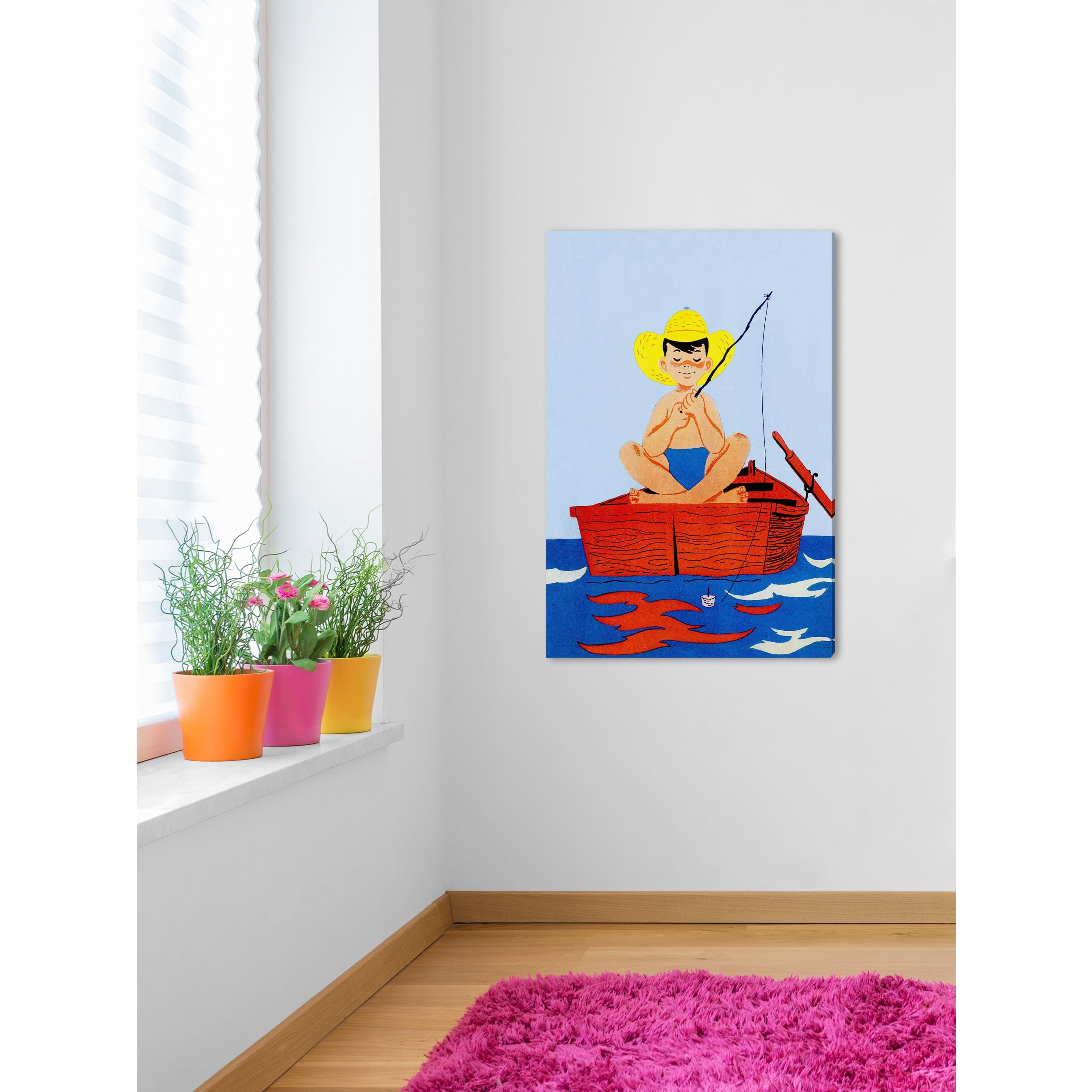 Marmont Hill "Fishing Boy" Painting Print on Wrapped Canvas
