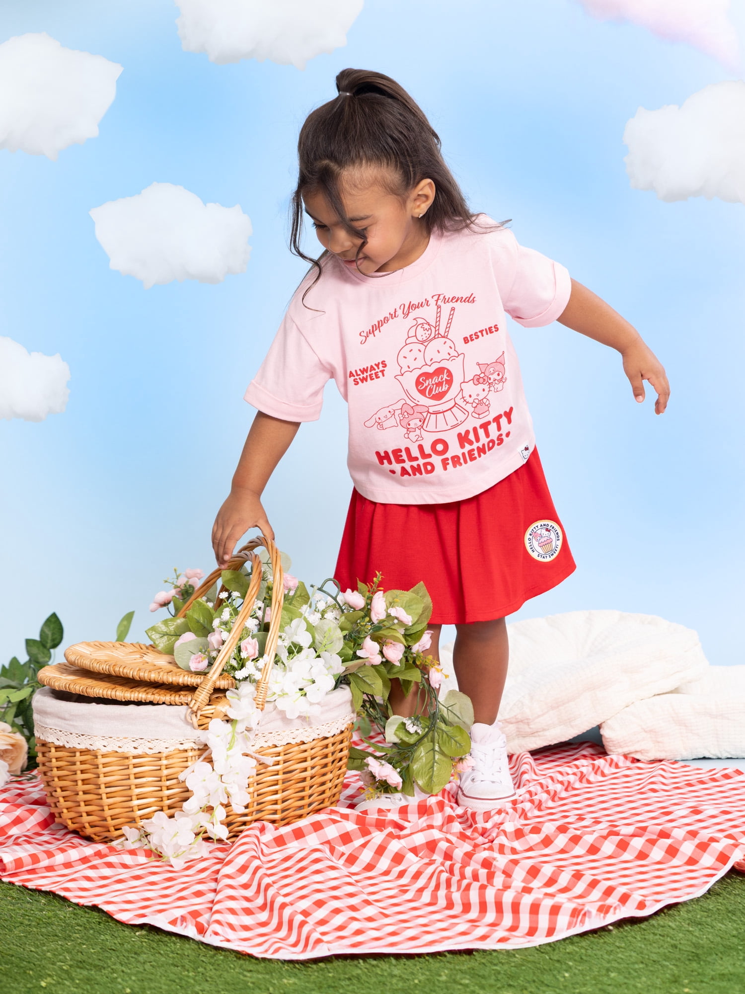 Wonder Nation x Hello Kitty Toddler Girls Double Waistband Skort, Sizes 12M-5T