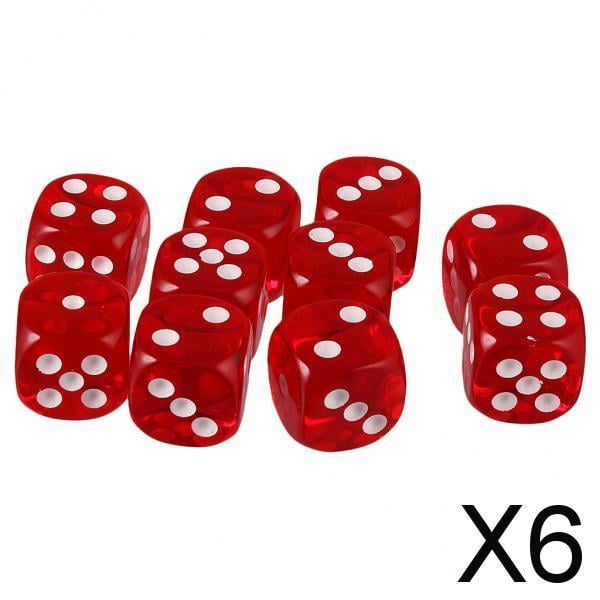 Paquete de 10 dados D6 Acrílicos de Seis caras Baoblaze color Rojo