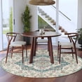 thumbnail image 3 of Round Rugs 5Ft, Beige Teal Boho Round Area Rug Washable Indoor Throw Carpet, Medieval Vintage Ethnic Floral Abstract Soft Non Slip Circle Rug for Cabinet Bathroom Home Decor Aesthetic, 3 of 8