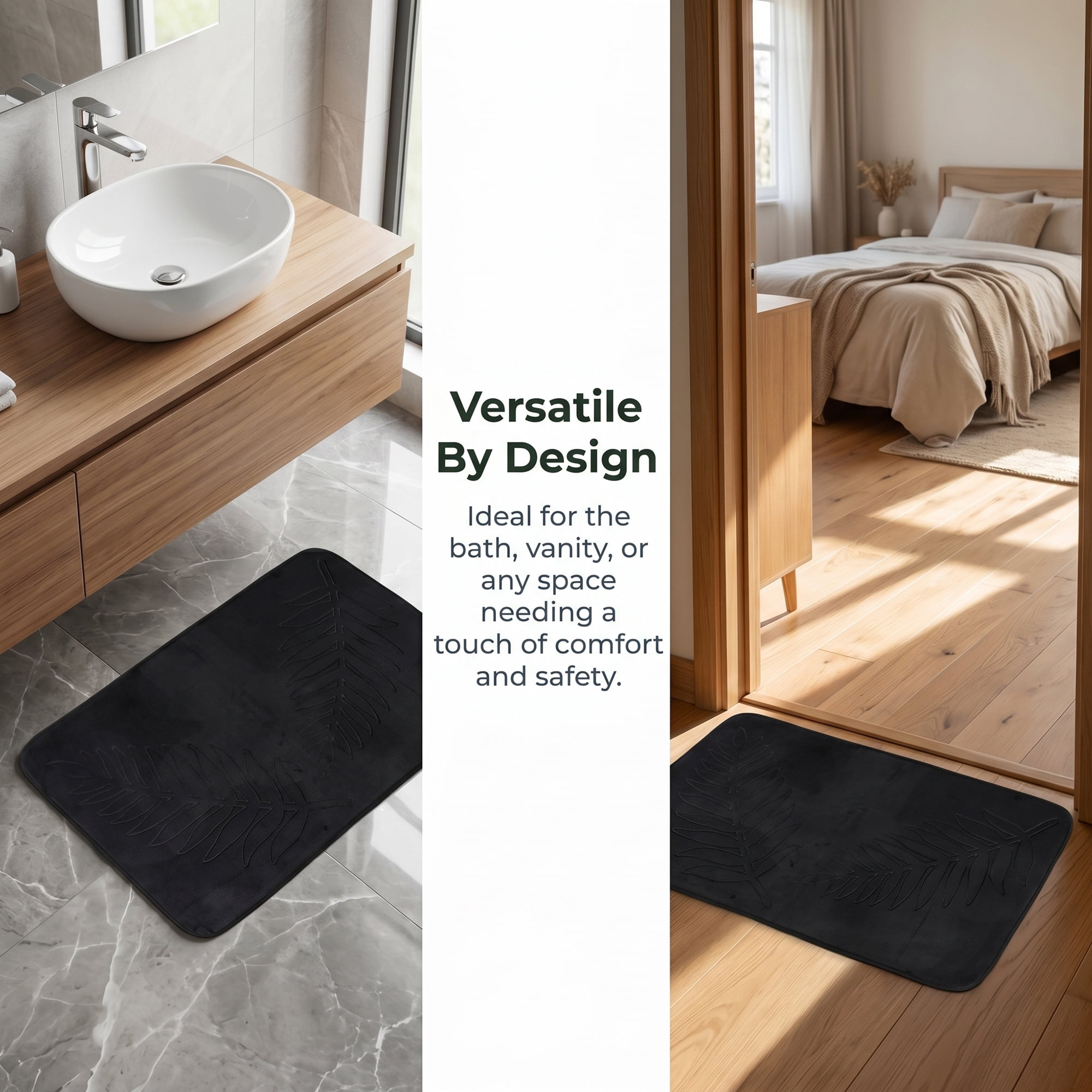 Unique Bargains Thick Absorbent Plush Non Slip Microfiber Bath Mat Black 24" x 16"