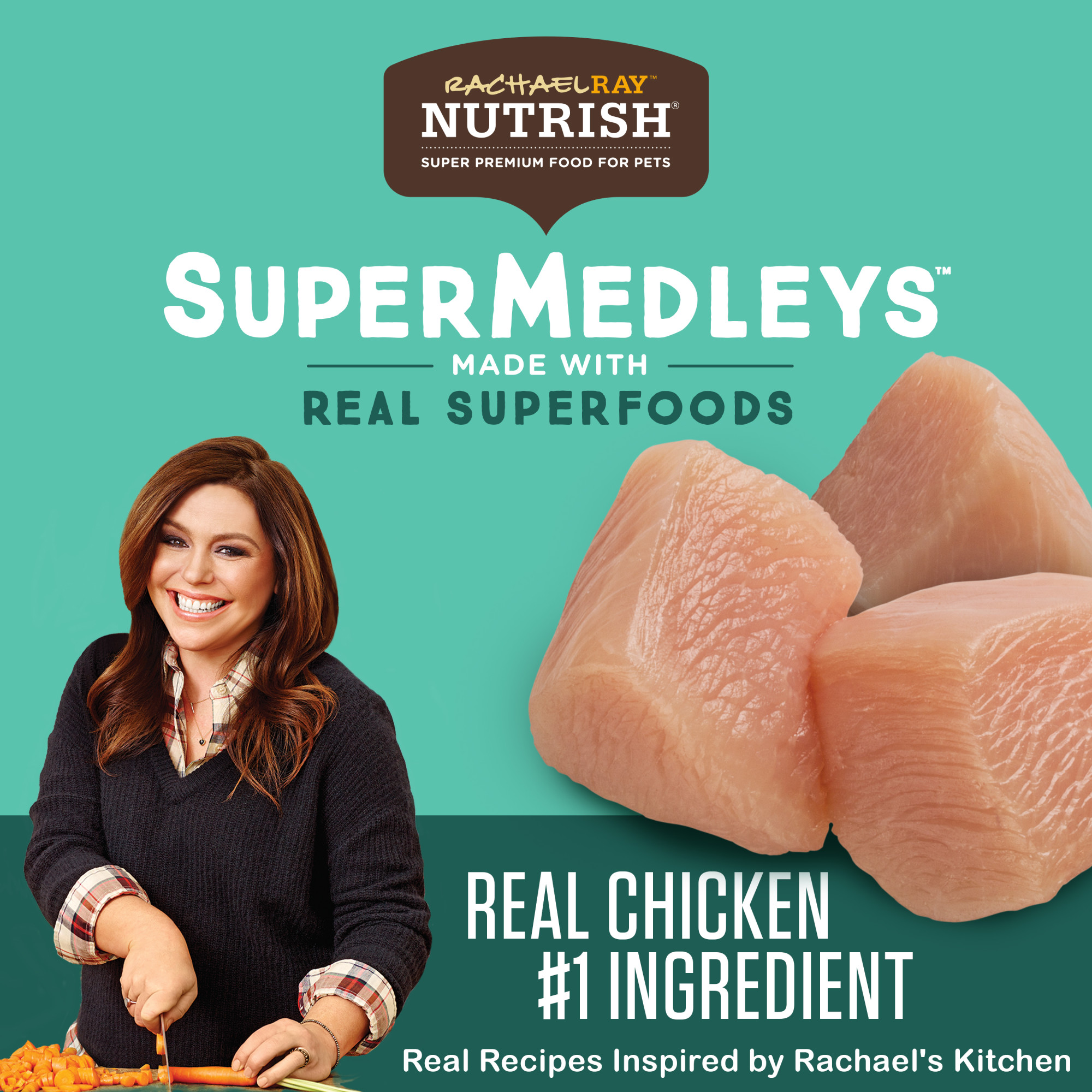 Rachael Ray Nutrish SuperMedleys Wellness Blend Superfoods & Chicken Recipe, Dry Dog Food, 22 lb (Packaging May Vary)