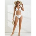 thumbnail image 5 of DARING DIVA Women's Halter Ribbed Lace Up Bikini Sets Medium White, 5 of 6