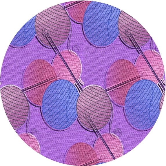 Ahgly Company Indoor Round Patterned Tyrian Purple Area Rugs, 3' Round