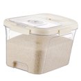 thumbnail image 1 of Rice Storage Box Transparent Sealed Press Type Magnetic Switch Kitchen Grain Storage Container for Dry Food Large Cream White, 1 of 10