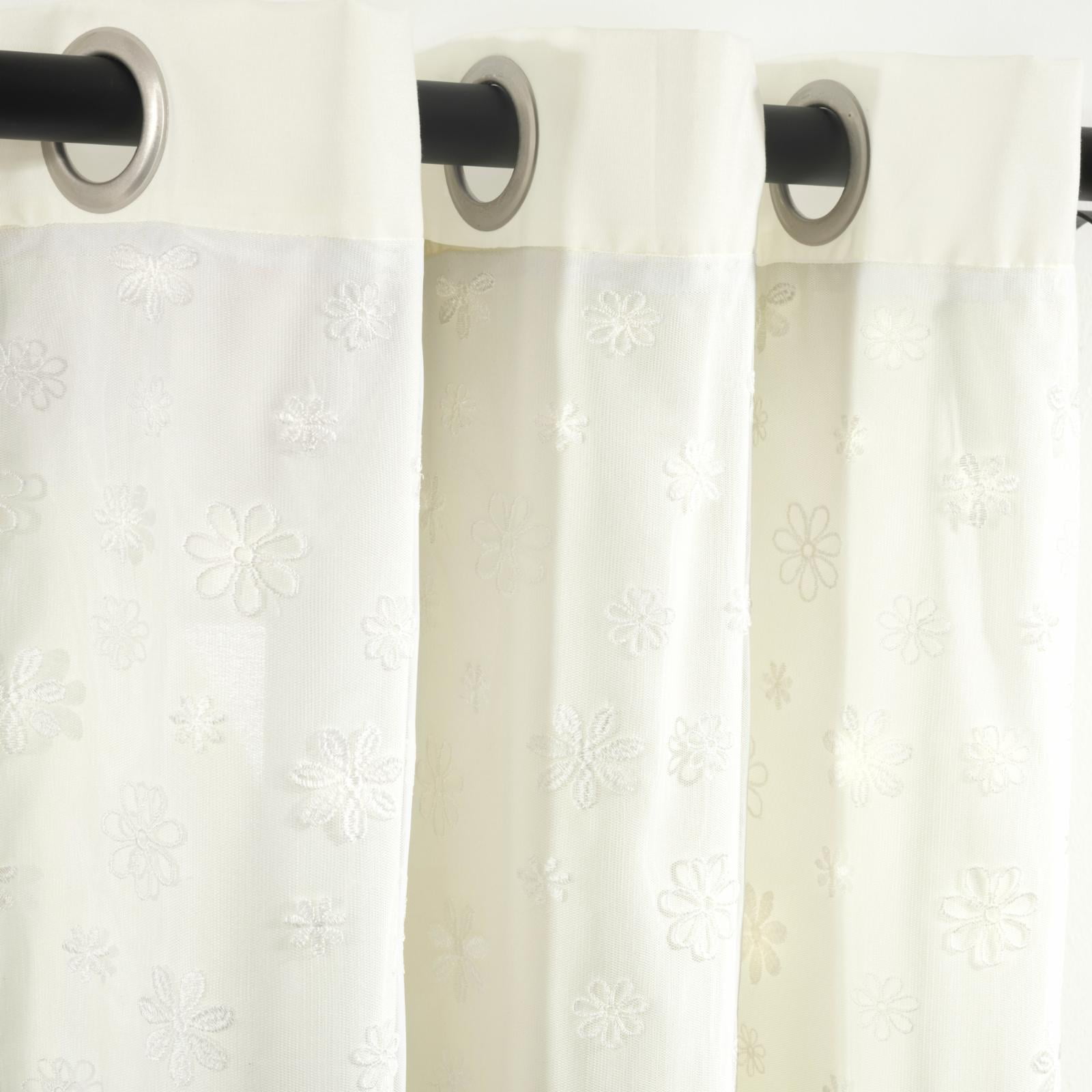 Lush Decor Dylin Flower Window Curtain Panel Ivory 40 X 84