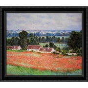 Poppy Field at Giverny 34x28 Large Black Ornate Wood Framed Canvas Art by Claude Monet