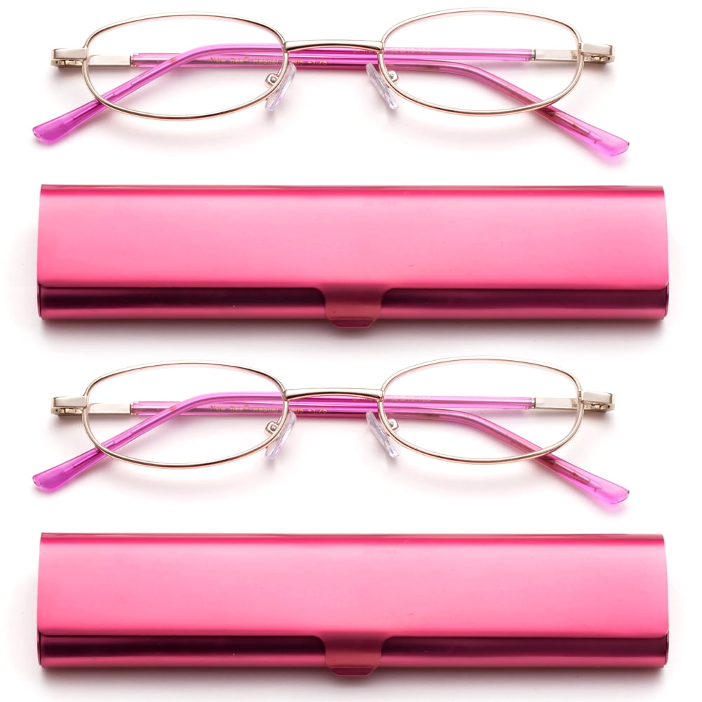 Newbee FashionPortable Compact Reading Glasses in Aluminum Case Metal