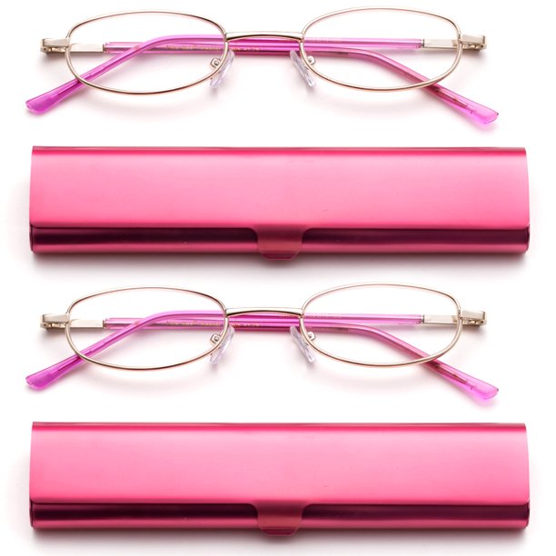 Newbee FashionPortable Compact Reading Glasses in Aluminum Case Metal