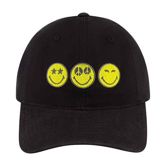 SmileyWorld Baseball Hat, Smiley Peace Eyes Adjustable Unisex Baseball Cap, Black, One Size