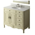 thumbnail image 5 of Benton Collection 38" Distressed Cream Cottage Bathroom Vanity with White Marble Top, 5 of 6