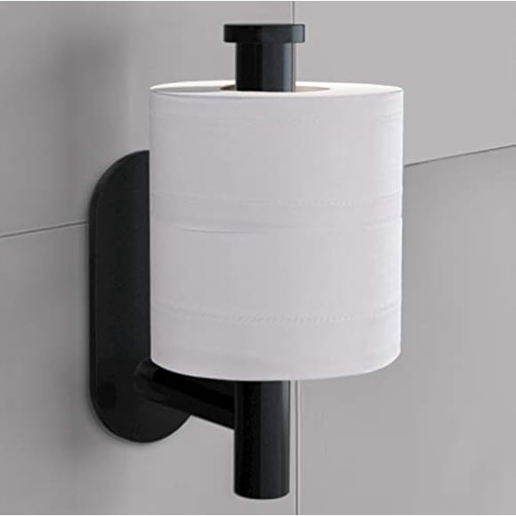 Cerekony Support Adhésif pour Papier Toilette - Support de Rouleau Petit Espace pour Cuisine Salle de Bain Crochets Utilitaires à Coller au Mur Acier Inoxydable Brossé Noir
