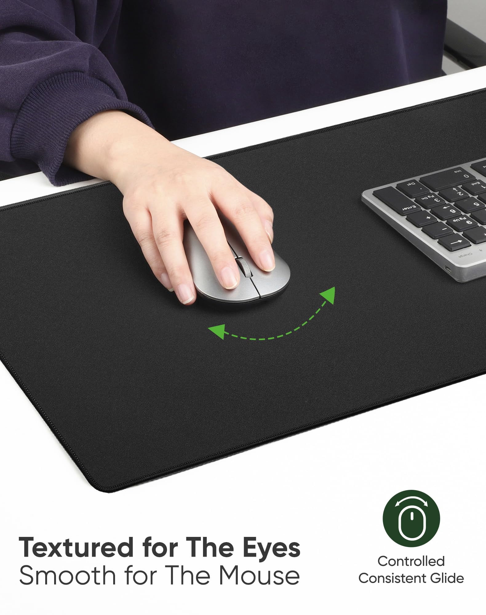 Large Gaming Mouse Pad With Non-slip Rubber Base Stitched Edge Desk Mat For Laptop Computer & Pc  Wristing Gamer Office Home Classic Black Xxl 15.74''x35.43''x0.12''