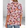 thumbnail image 4 of BTFBM Summer Blouses for Women Dressy Casual Fashion Spring Tops Floral Boho V Neck Puff Short Sleeve Top Shirts, 4 of 7