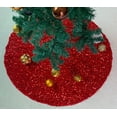 thumbnail image 4 of Red Tree Skirts Christmas Sequined Tree Decorations 36 Inches Diameter Velvet Fabric Glitter Embroidered and Sequined Tree Cover Skirts Soft Shimmer Tree Mat for All Occasions, 4 of 7