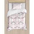 thumbnail image 3 of Romantic Duvet Cover Set, Flamingos Shaping Hearts Heads Love Animal Valentines Illustration, Decorative 3 Piece Bedding Set with 2 Pillow Shams, King Size, Pale Pink Grey, by Ambesonne, 3 of 3