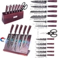 thumbnail image 2 of Professional Knife Set MK01 19pcs,Double Knife Holder Design,Complete Knives Set of Damascus Blade, Main Block of Magnetic Function and Child Block for Steak Knives, 2 of 6