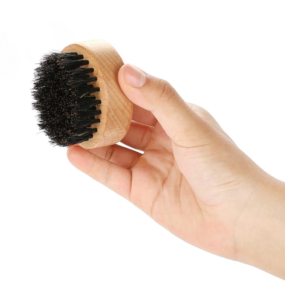 TOPINCN Men Mustache Circle Wooden Color Beech Brush Beard Care Shaving