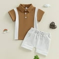 thumbnail image 4 of Toddler Boy Summer Clothes Kids Summer Short Sleeve Casual Stripe Polo Shirt and Short Suit Back to School Outfit Outfit Boy Teen Outfits Boys, 4 of 7