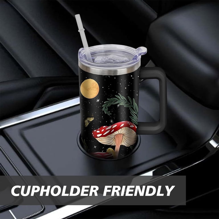 Mushroom 40 oz Tumbler with Handle and Straw, Double Wall Vacuum Insulated  Stainless Steel Tumbler with straw, 100% Leak-proof Water Bottle, Travel Mug  Coffee Cup, Gift for men and Women - Walmart.com