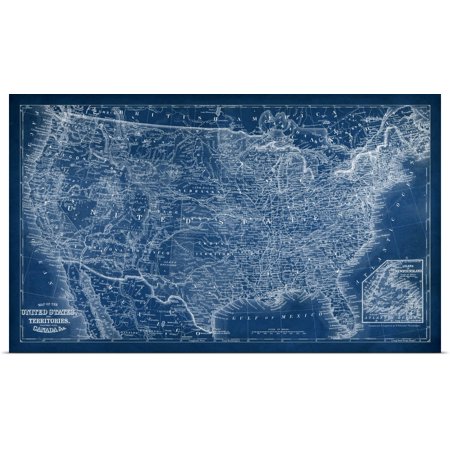 - Great BIG Canvas | Rolled Vision Studio Poster Print entitled US Map Blueprint