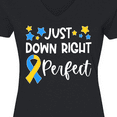 thumbnail image 4 of Inktastic Just Down Right Perfect Down Syndrome Awareness Ribbon Women's V-Neck T-Shirt, 4 of 5