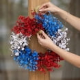 thumbnail image 4 of 4th of July Wreath, 17.71 Inch Red White Blue Patriotic Gypsophila Wreath, Large Full Front Door Wreath, Festive Independence Day Decor for Porch, Mantel, Memorial Day and Holiday Celebrations, 4 of 7