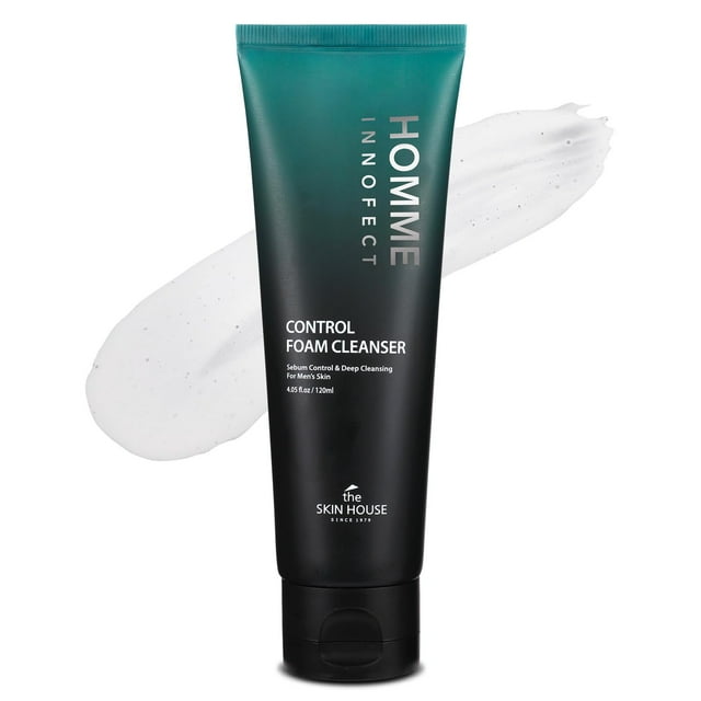 The Skin House Homme Innofect Control Limpiador en espuma para hombres 4.05 fl.oz l Limpiador para piel grasa l Limpieza profunda Minimizador de poros l Lavado facial coreano para el cuidado de la pie
