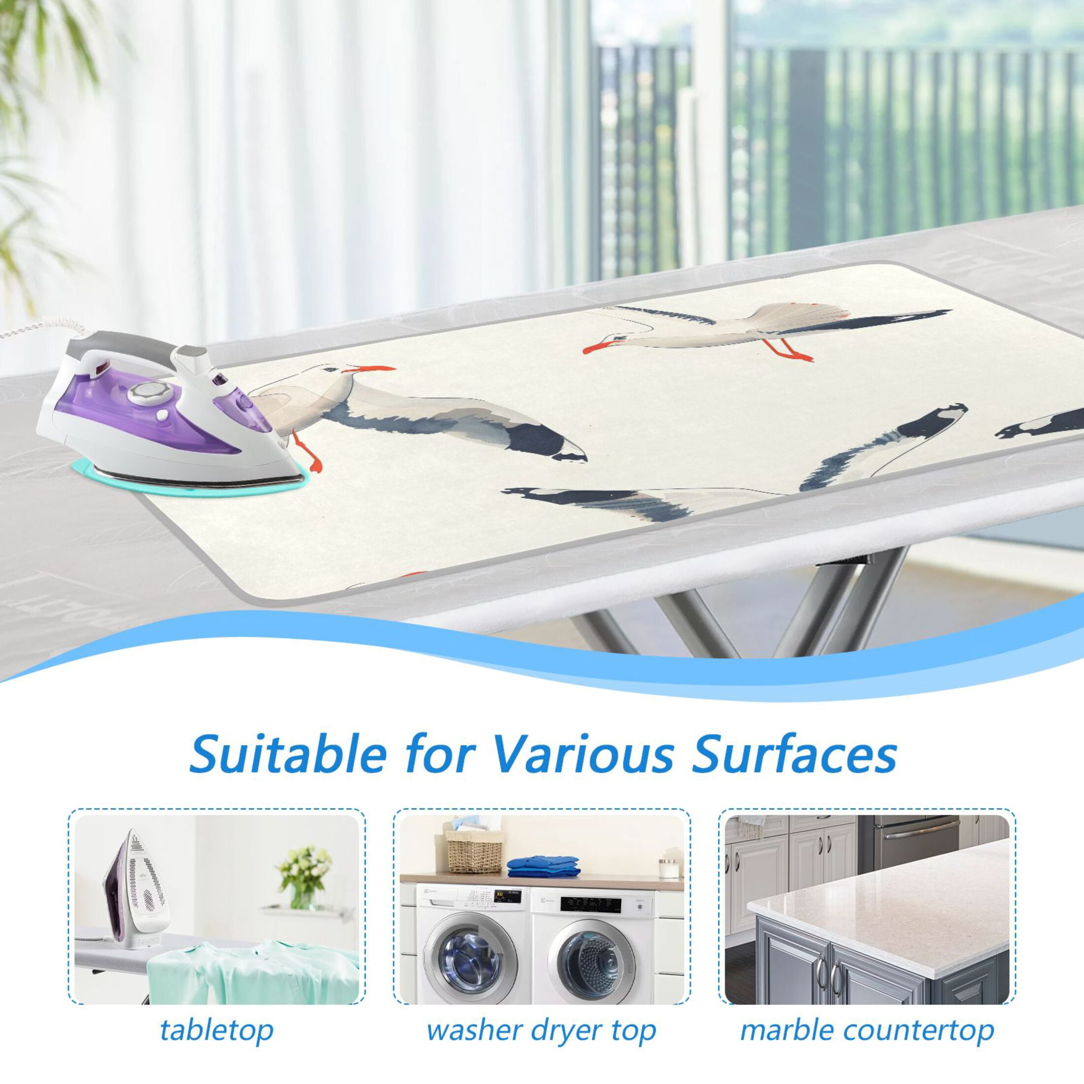 Seagull Ironing Board Covers Heat Resistant Ironing Pad Mat Portable for Travel Washer Dryer Table