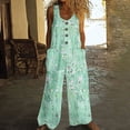 thumbnail image 2 of Tnhcen Women's Summer Retro Floral Button Romper Linen-Look Jumpsuit Retro Print Wide-Leg Romper with Pockets Casual Boho Jumpsuit S-2XL, 2 of 5