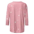 thumbnail image 5 of Timegard Hauts pour Femmes Chemises à Imprimé de Noël Manches 3/4 Blouses Confort Col Ras du Cou Tuniques Hauts Chic Décontracté, 5 of 5