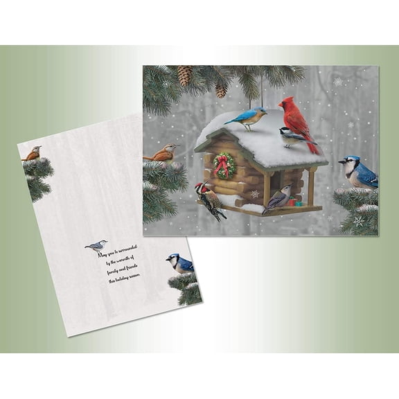 Performing Arts Birdhouse Christmas Greeting Cards Box Set 18 Pack 7x5 Inches with Envelopes