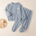 thumbnail image 2 of SERTG Kids Thermal Base Layer Round Neck Long Sleeve Top and Pants Set Fall Winter Gentle Cozy Soft Two Piece Home Outfit for Children 3-14 Years(Gray#1,5 Years), 2 of 9
