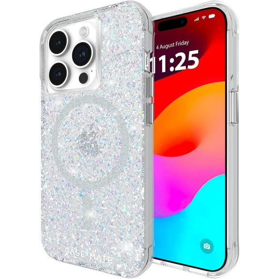 Case-Mate iPhone 15 Pro Case for Women - Compatible with MagSafe - 12ft Drop Protection - 6.1" Stylish Sparkly Magnetic Case for iPhone 15 Pro - Shockproof, Anti-Scratch Phone Cover - Twinkle Disco