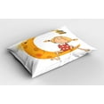 thumbnail image 2 of Ambesonne Feminine Pillow Sham 2 Pack, Sitting on the Moon, 26"x20", Orange, 2 of 3