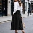 thumbnail image 6 of Ihhxva Women's Corduroy Midi Skirt, High Waist Pleated A-Line Skirt with Elastic Waist and Side Pockets for Casual Wear S - 3XL, 6 of 9