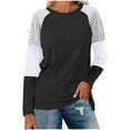 thumbnail image 2 of LYEAA Long Sleeve Womens Tops Plus Size Warm Crew Neck Shirts Stylish Color Block Winter Pullover Comfortable Dressy Casual Outfits Loose Lightweight Clothes Black XXL, 2 of 9