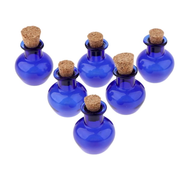 Frascos de mensajes coloridos de 6 piezas, frascos vacíos de con Azul Sunnimix Mini tapón de corcho Botella de vidrio