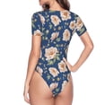 thumbnail image 4 of The Xecao Flower Women's Crew Neck Body Suit, a short-sleeved bodysuit and basic swimsuit, both comfort and style for dating and daily life, 4 of 9