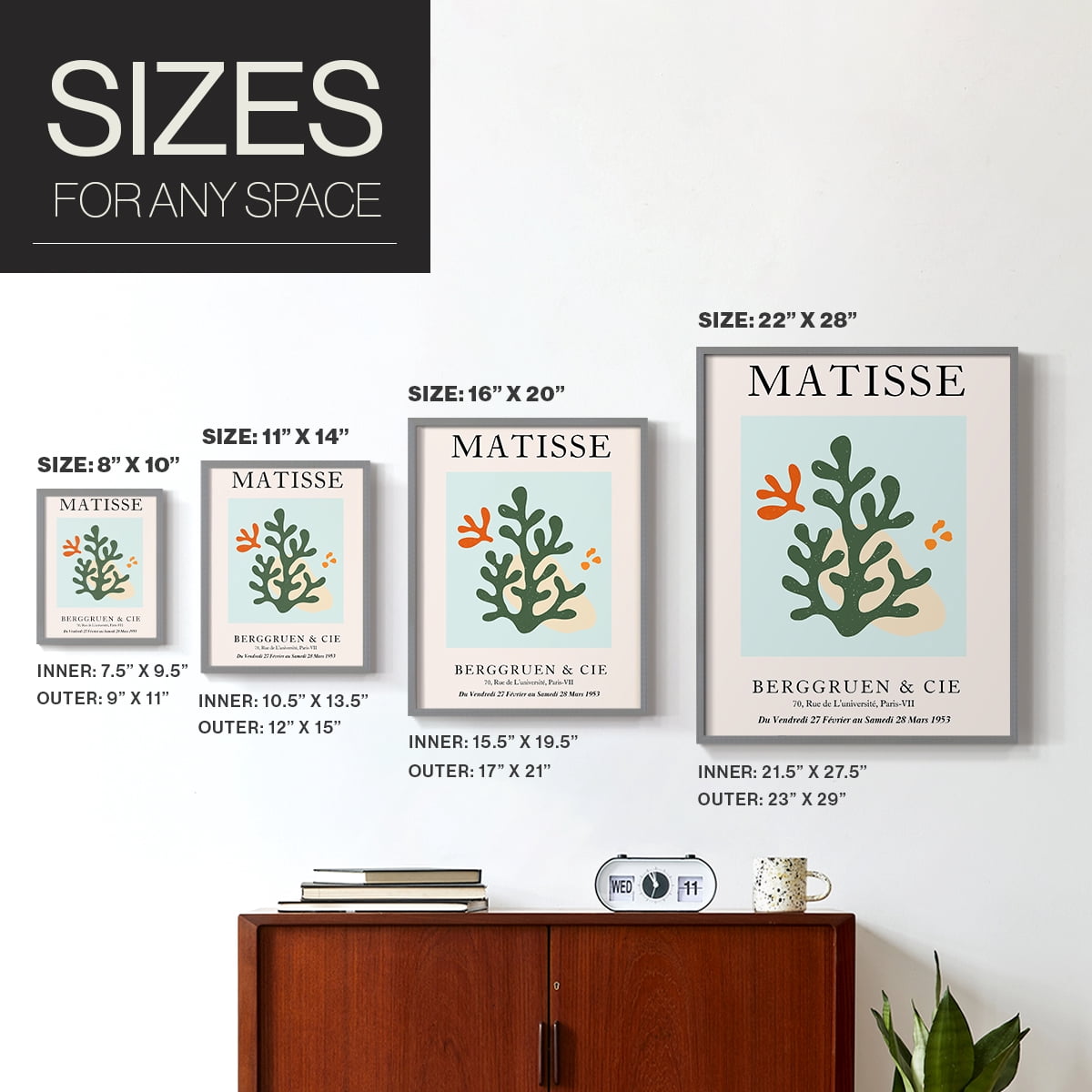 Matisse CDXCVII in Gray Solid Wood Framed Print No Nail Hanging