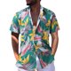 thumbnail image 1 of Camisas Para Hombre Slim Fit Camisas de manga corta de un solo pecho informales con cuello vuelto estampado de verano para hombre (White, 5XL), 1 of 5