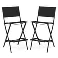 thumbnail image 1 of Costway Set of 2 Outdoor Bar Chair Folding Bar Height Stool with Metal Frame Coffee Black, 1 of 7