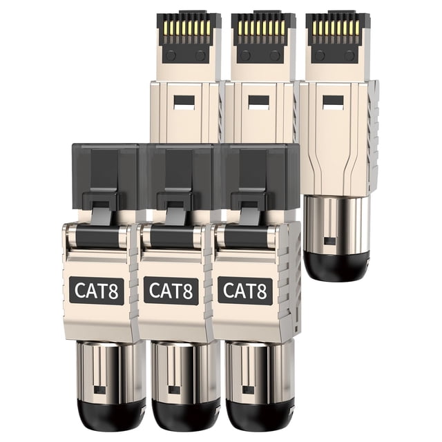 Conectores RJ45 Cat 8 ZOERAX sin herramientas, paquete de 6 para LAN de 40 G