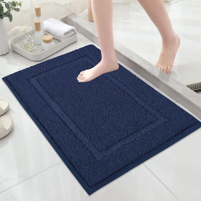 Alfombra de baño SHACOS, microfibra supersuave, azul marino, 50 x 80 cm
