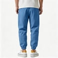 thumbnail image 5 of Mens Cotton Linen Pants Casual Elastic Waist Drawstring Yoga Joggers Summer Vacation Beach Pants Tapered Trousers, XL, 5 of 6