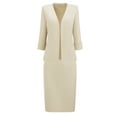 thumbnail image 3 of DARING DIVA Women's 2 Pieces Blazer and Skirt Work Business Outfits XL Beige, 3 of 7